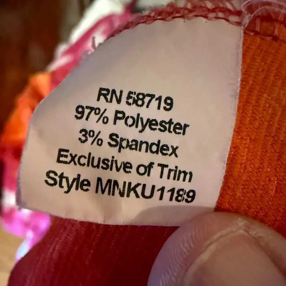 Notations Hot Orange & Red Ruffled Layered Stretchy Top Sz S - Picture 6 of 6